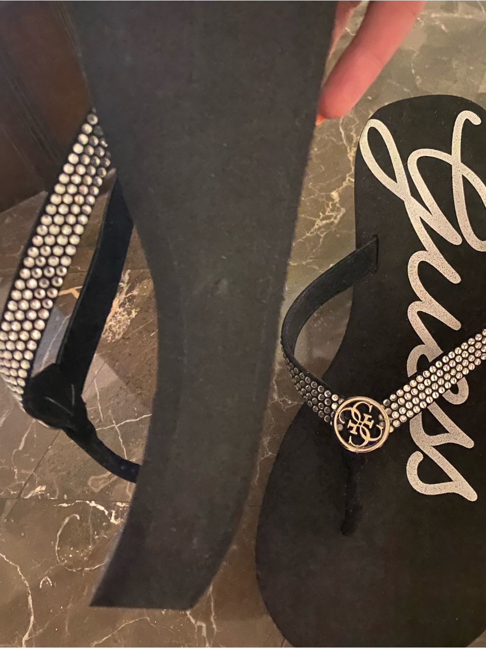 Black Embellished Platform Flip Flops - Women - Picture 8 of 8